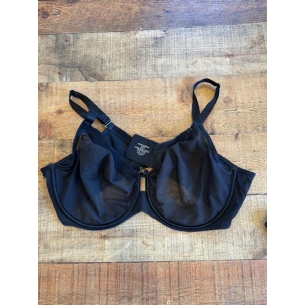 Curvy Couture 40DDD Black Sheer Mesh Unlined Underwire Bra Style 1311